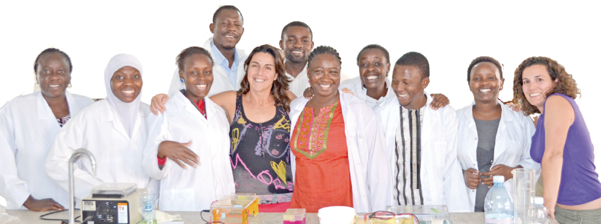 Isabel Palacios (centre) with participants  of the 2013 DrosAfrica workshop at Kampala International University in Uganda Isabel Palacios