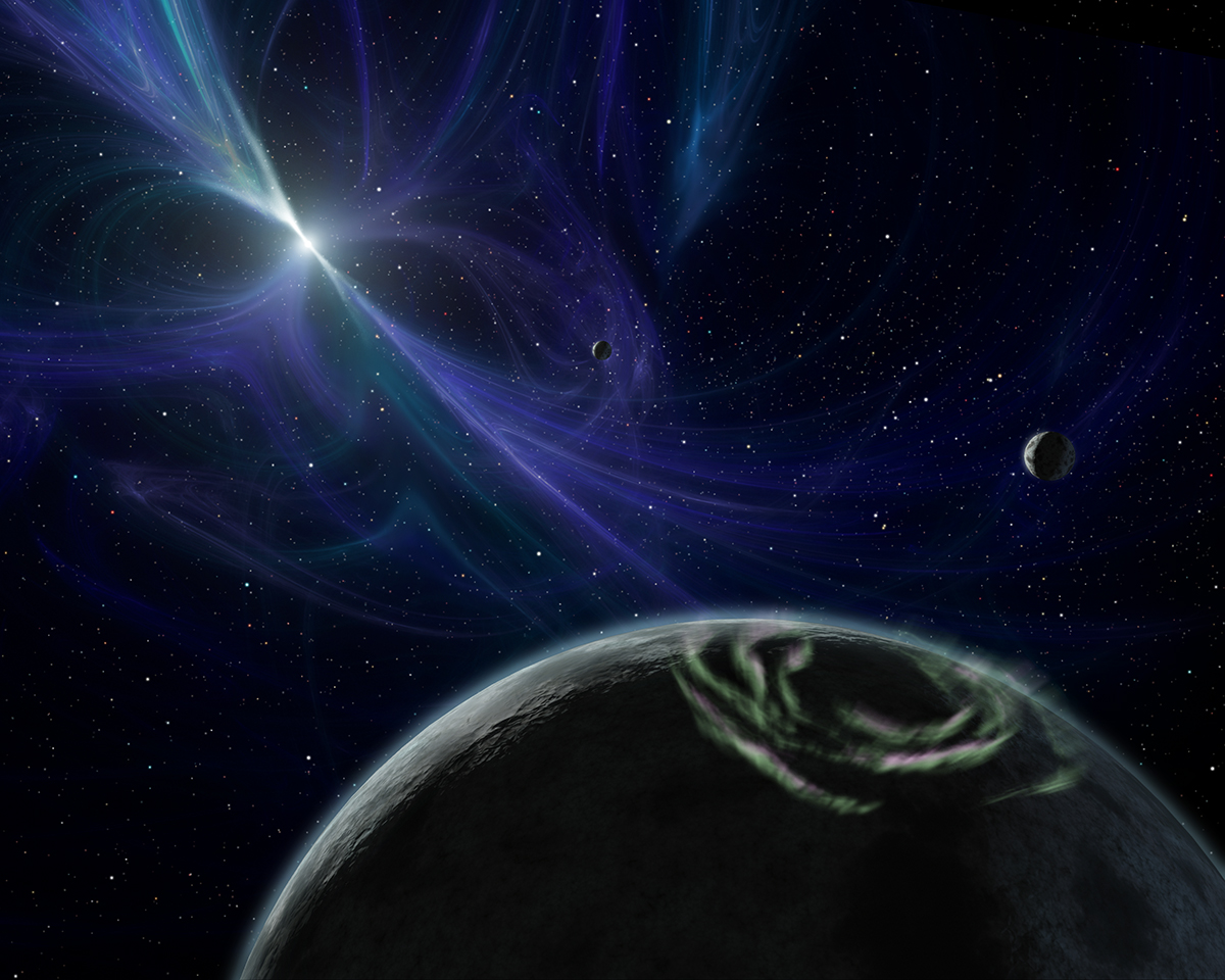 Artist’s impression of the pulsar planet system discovered by Wolszczan and Frail