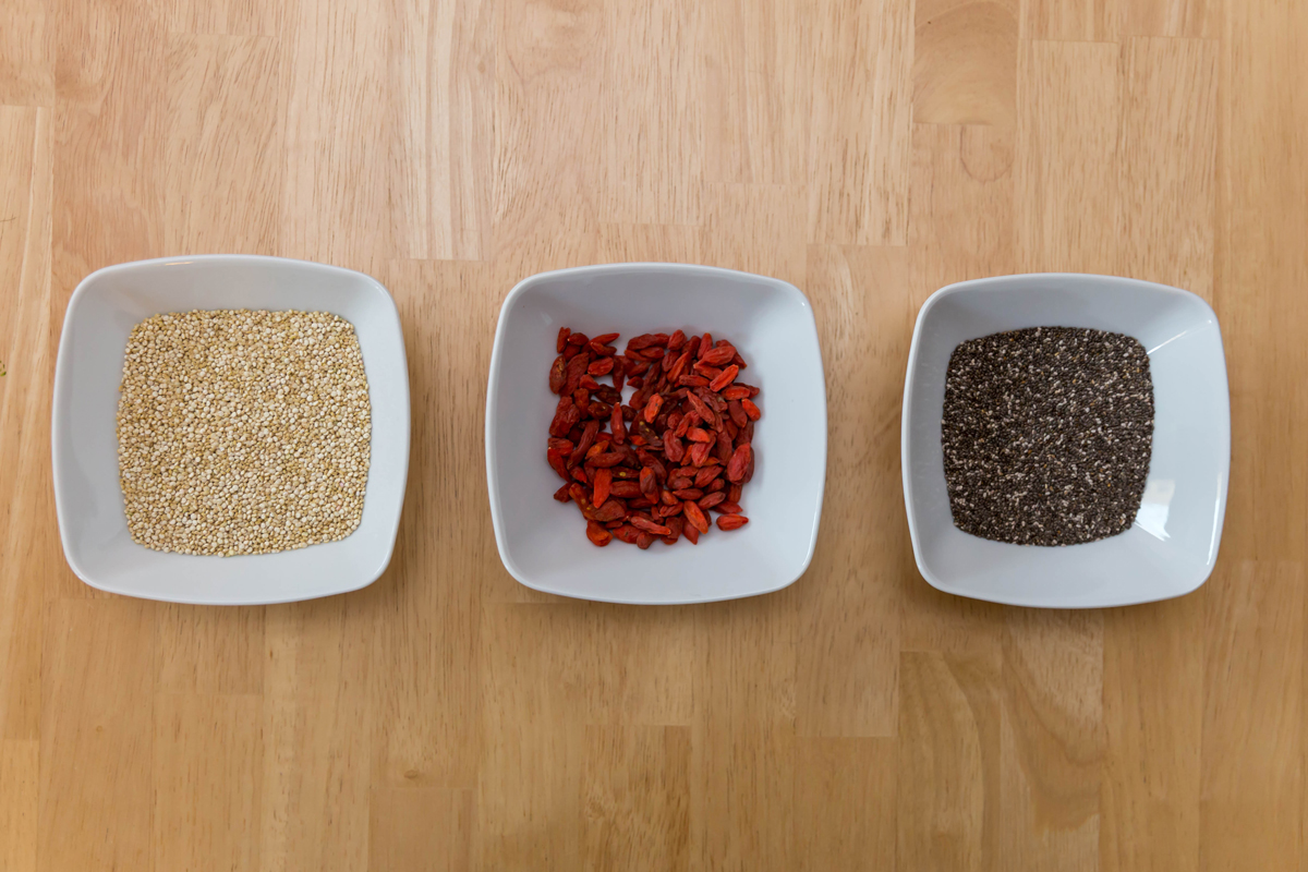 Quinoa, goji berries and chia seeds
