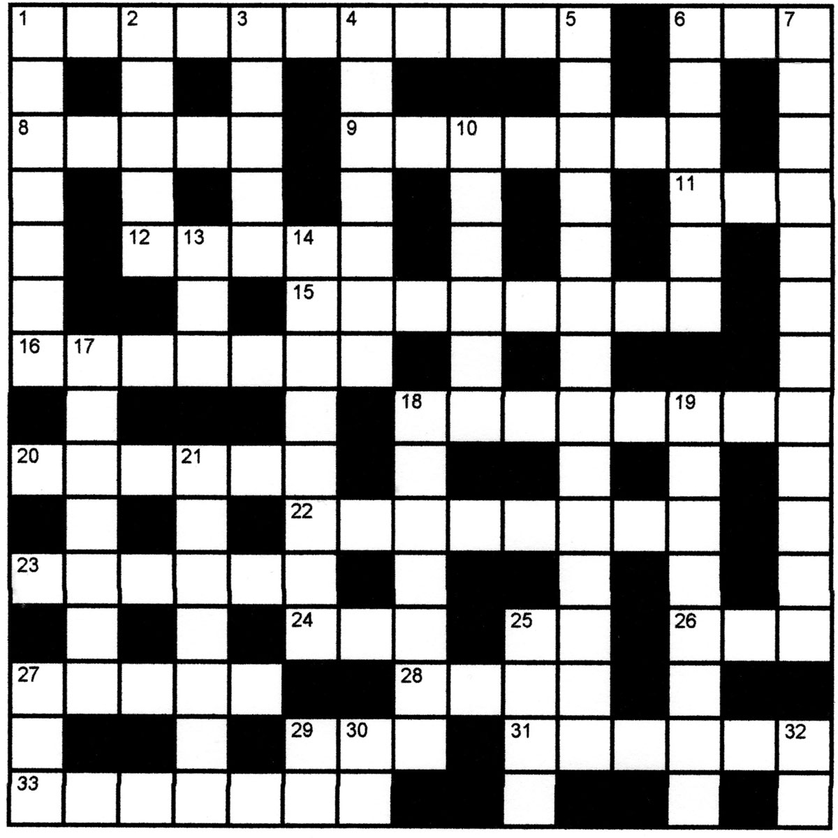 science crossword grid